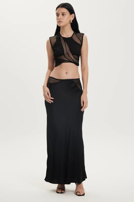 CRYSTAL CLEAR MAXI SKIRT | BLACK sold by Third Form