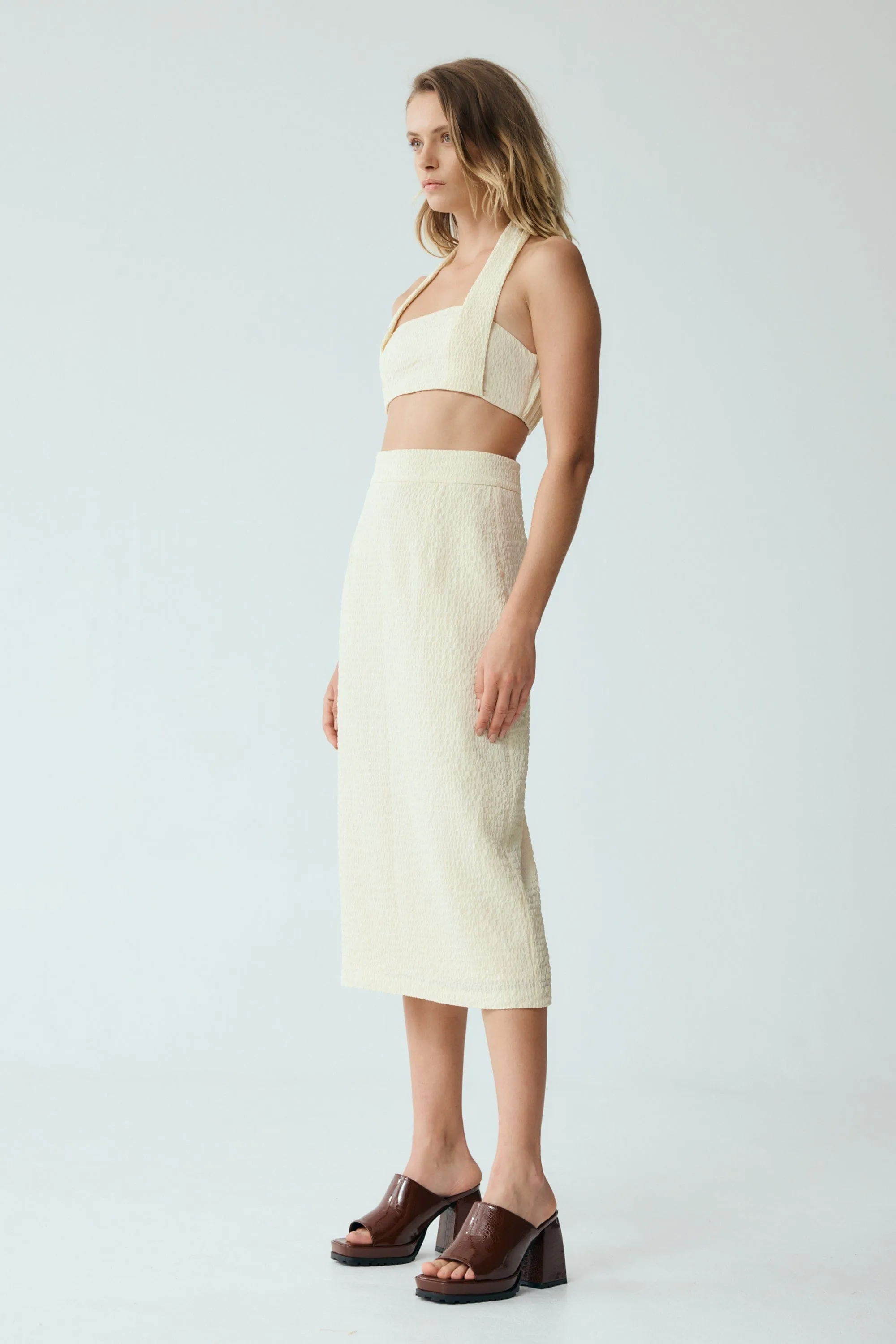 WAFFLE HALTER CROP TOP | CREAM sold by Third Form product image thumbnail 5