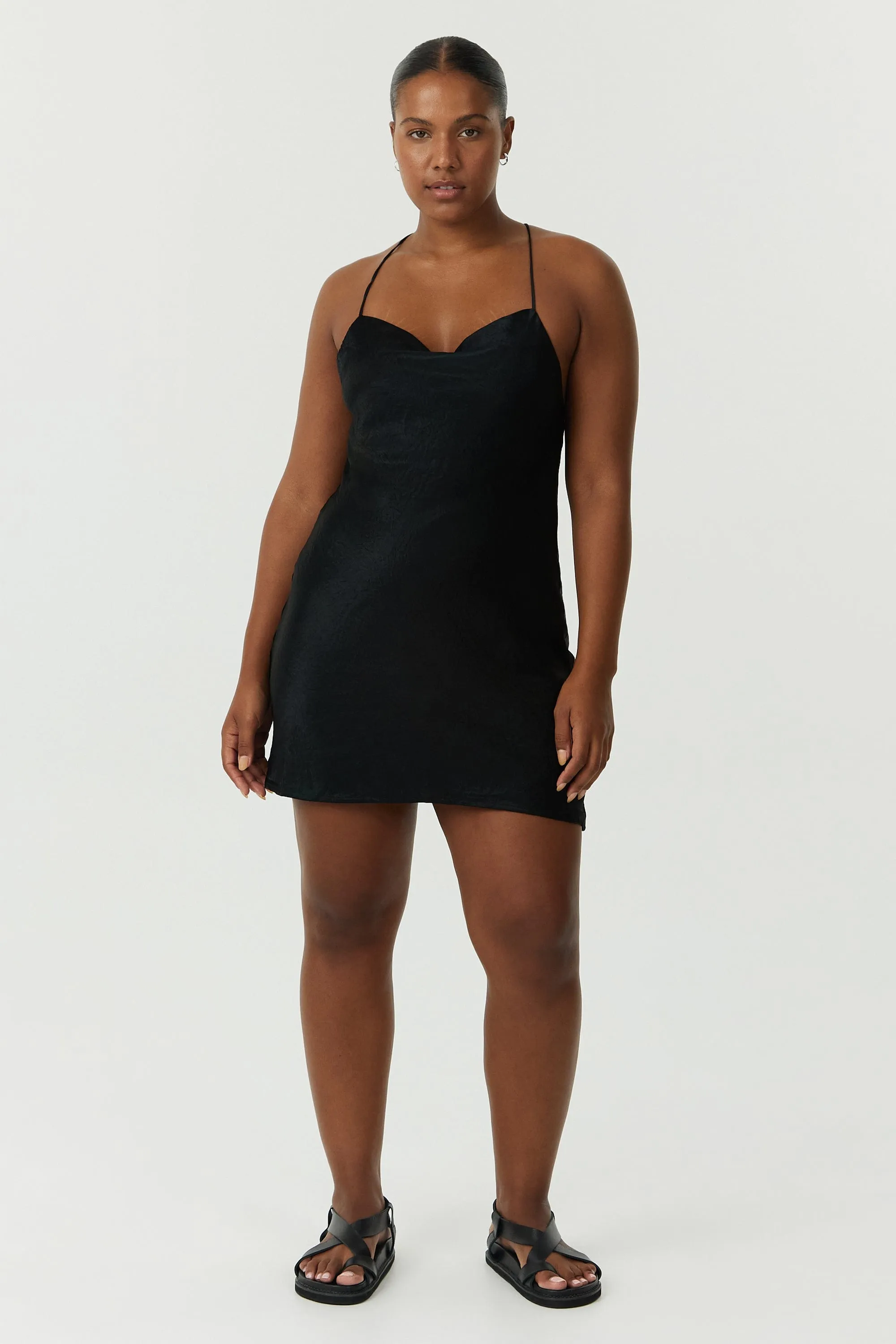 CRUSH BIAS COWL MINI SLIP | BLACK sold by Third Form