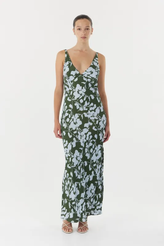 MODERN MUSE BIAS MIDI DRESS | OLIVE SHADOW sold by Third Form