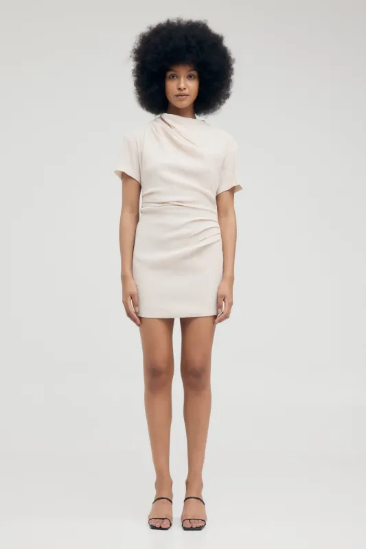 ELECTRIC TUCKED TEE DRESS | BONE made by Third Form