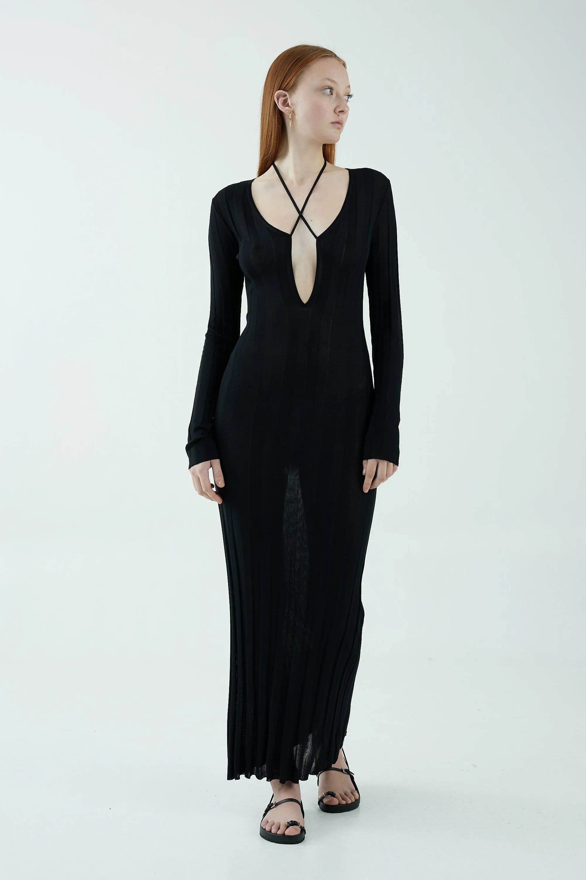 LIAISON KNIT KEYHOLE MAXI DRESS | BLACK sold by Third Form product image thumbnail 2