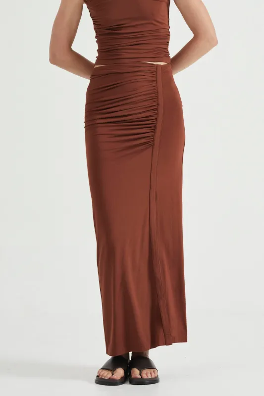 PUSH PULL MAXI SKIRT | CINNAMON made by Third Form