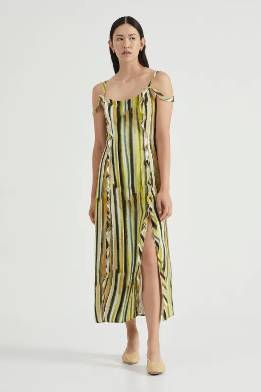 STROKE FRILL SLIP DRESS | BRUSH STROKE made by Third Form