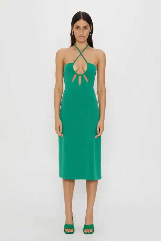 RIP TIDE MIDI SLIP DRESS | EMERALD made by Third Form