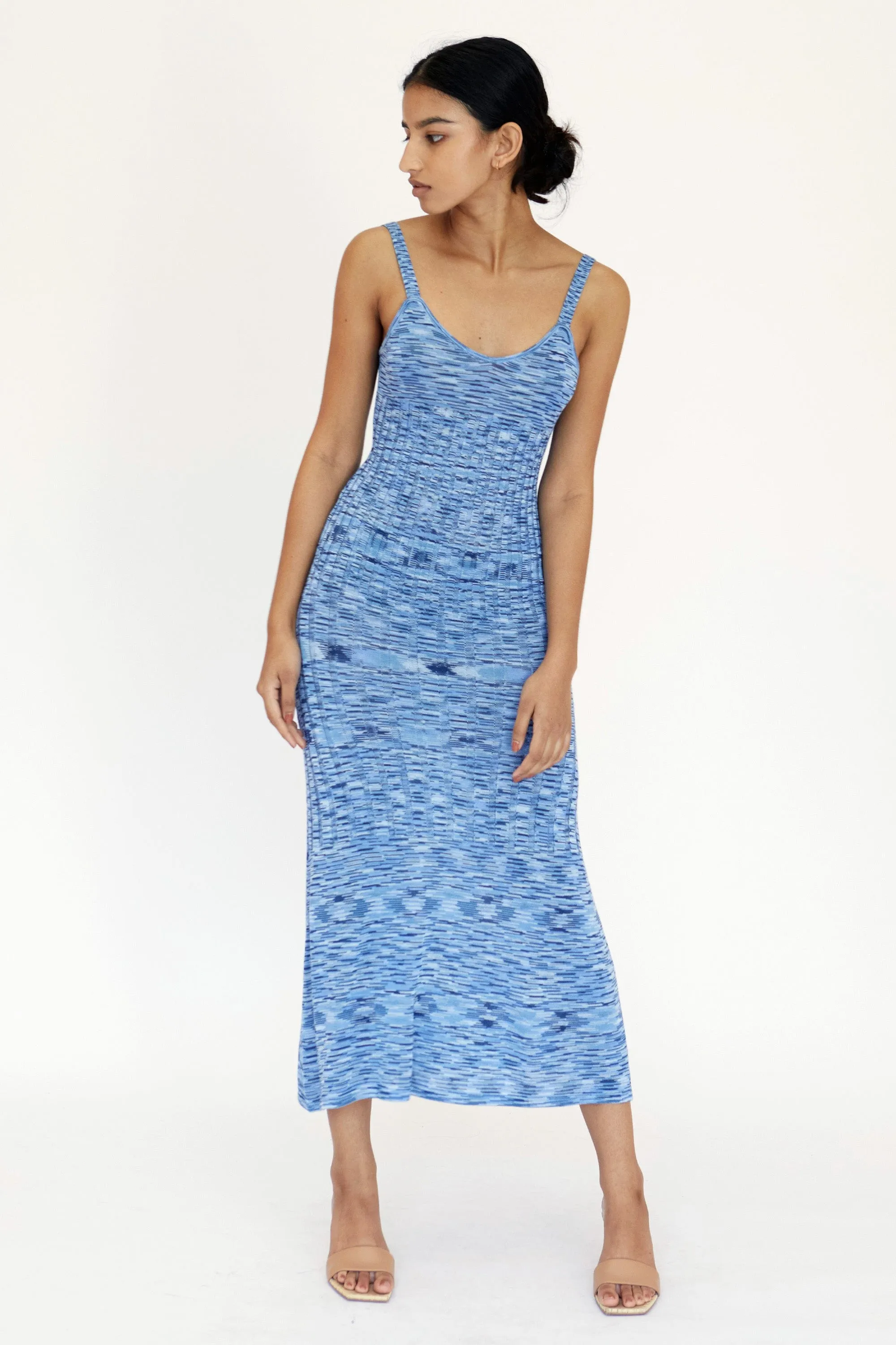 HORIZON KNIT FLARE OUT SLIP DRESS | BLUES sold by Third Form
