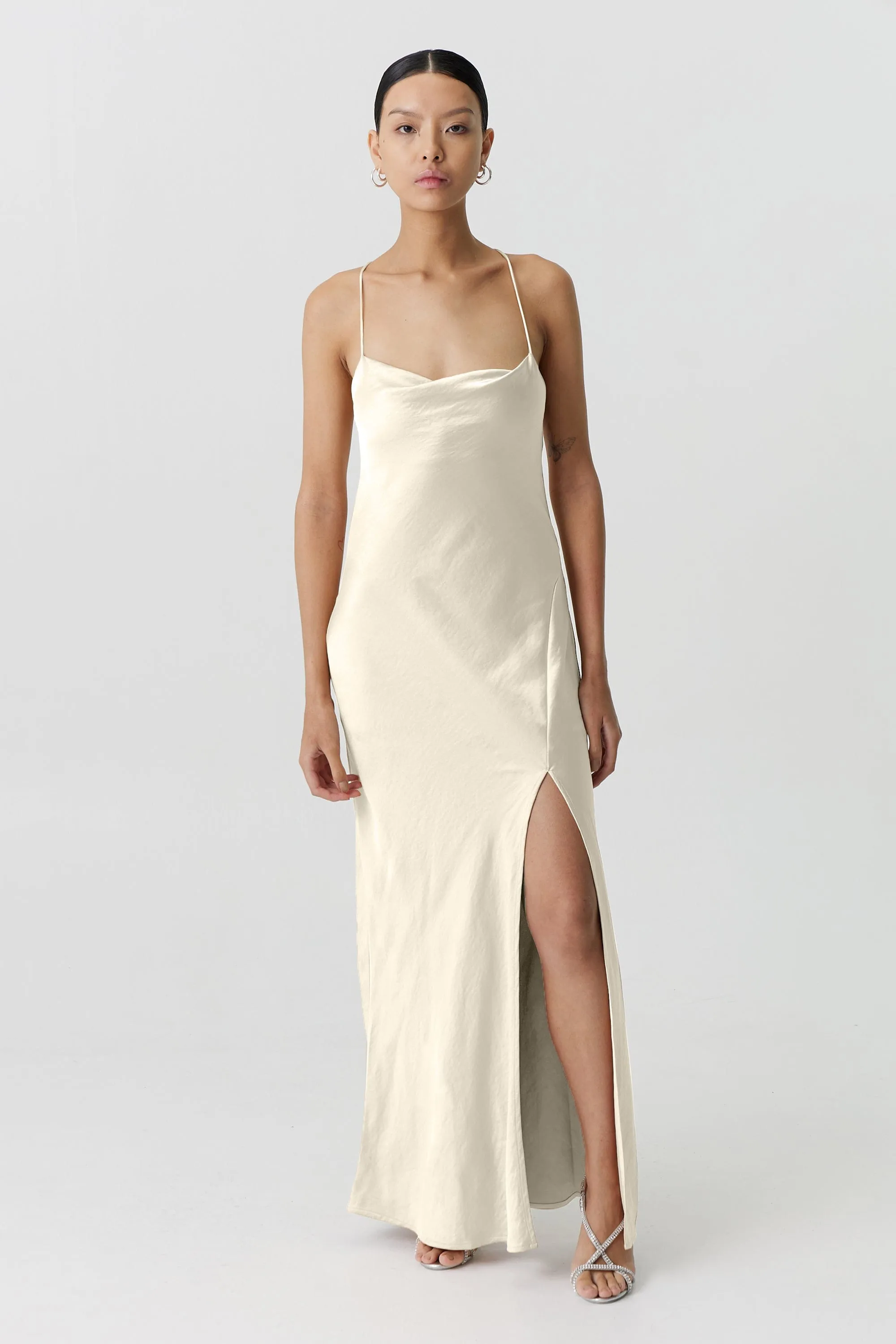 SATIN SPLIT SLIP MAXI DRESS | BUTTERCREAM (CANCELLED) sold by Third Form product image thumbnail 2