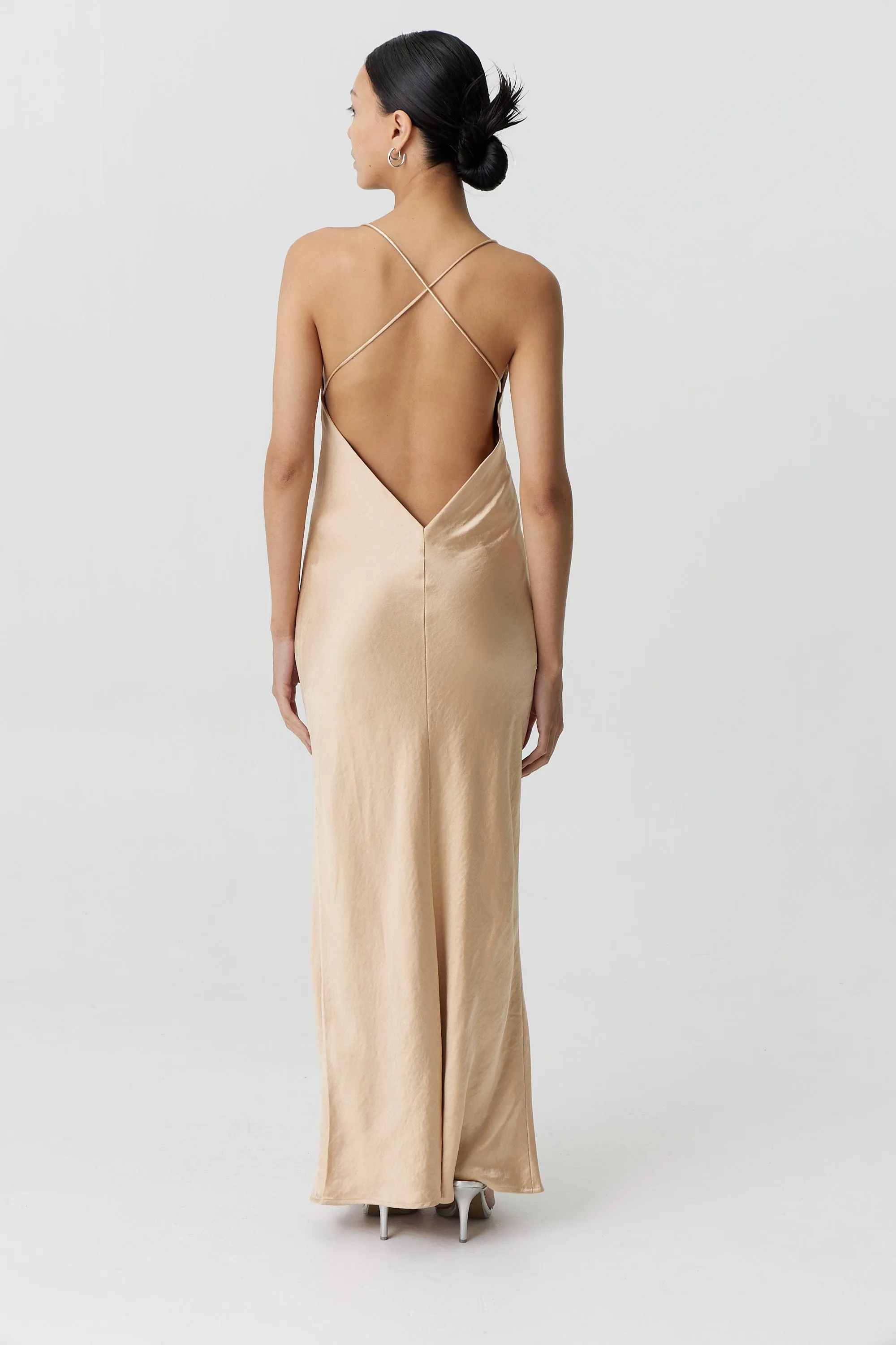 SATIN SPLIT SLIP MAXI DRESS | CHAMPAGNE (CANCELLED) sold by Third Form product image thumbnail 2