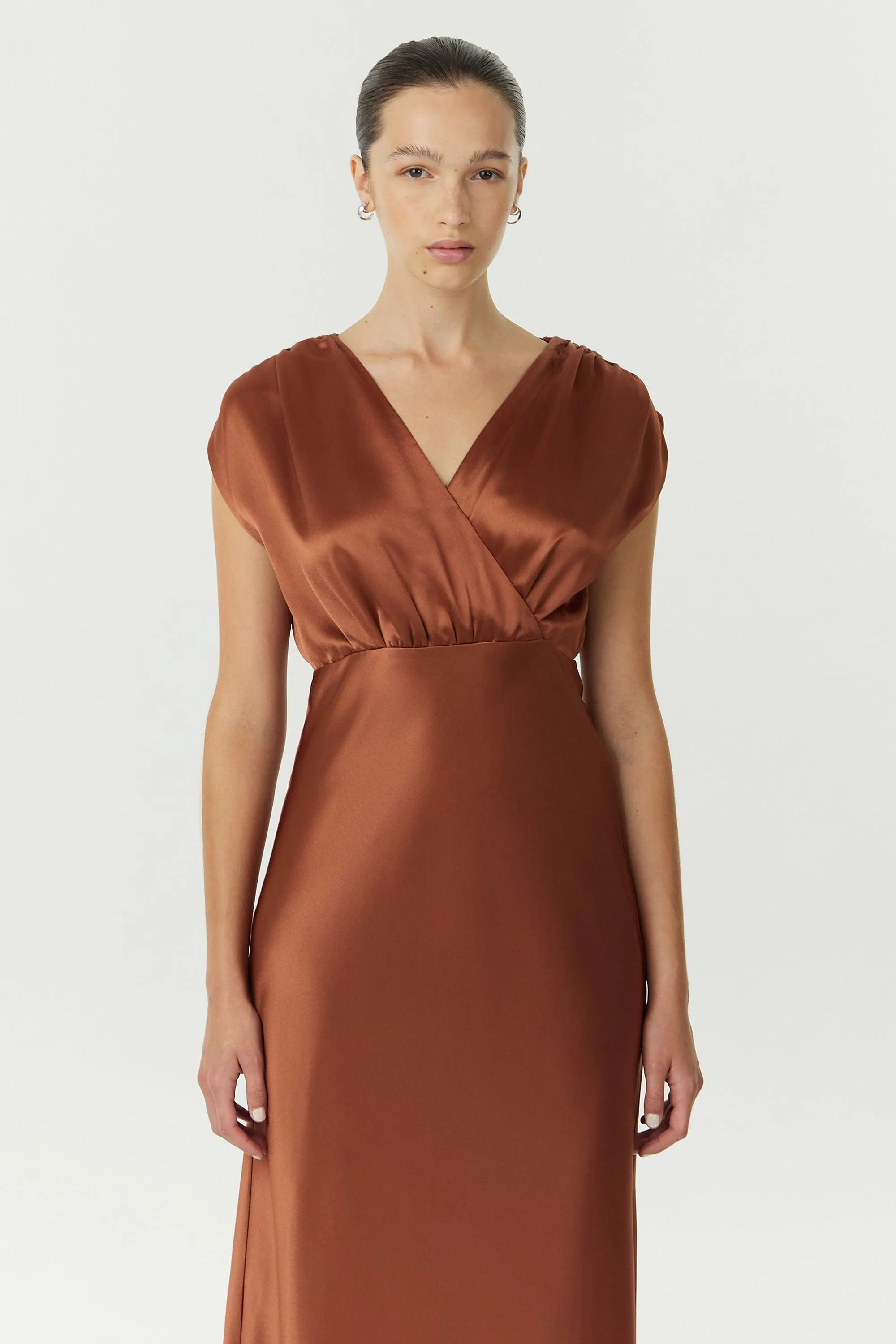 SATIN CROSS OVER GATHER DRESS | SPICE sold by Third Form product image thumbnail 4