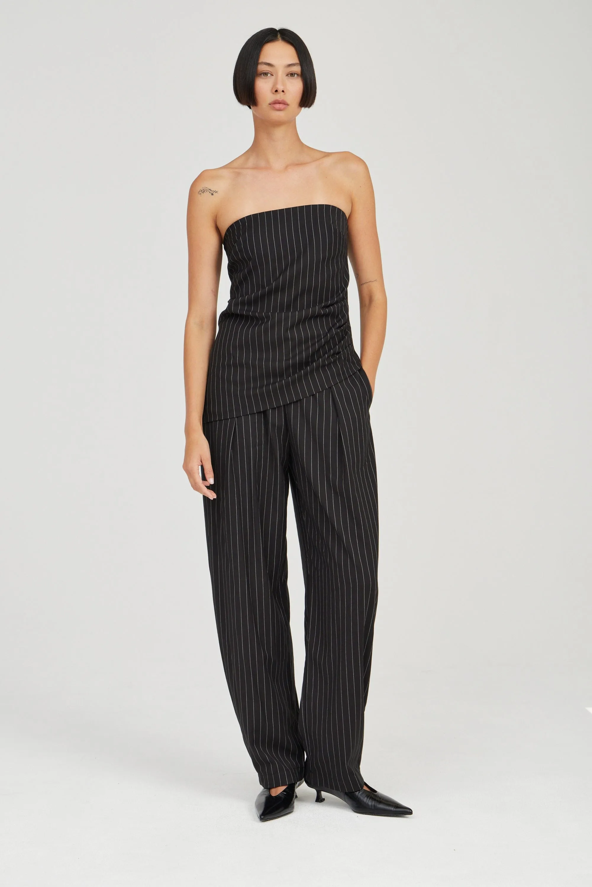 OBSCURA PINSTRIPE PANT | SOOT STRIPE sold by Third Form