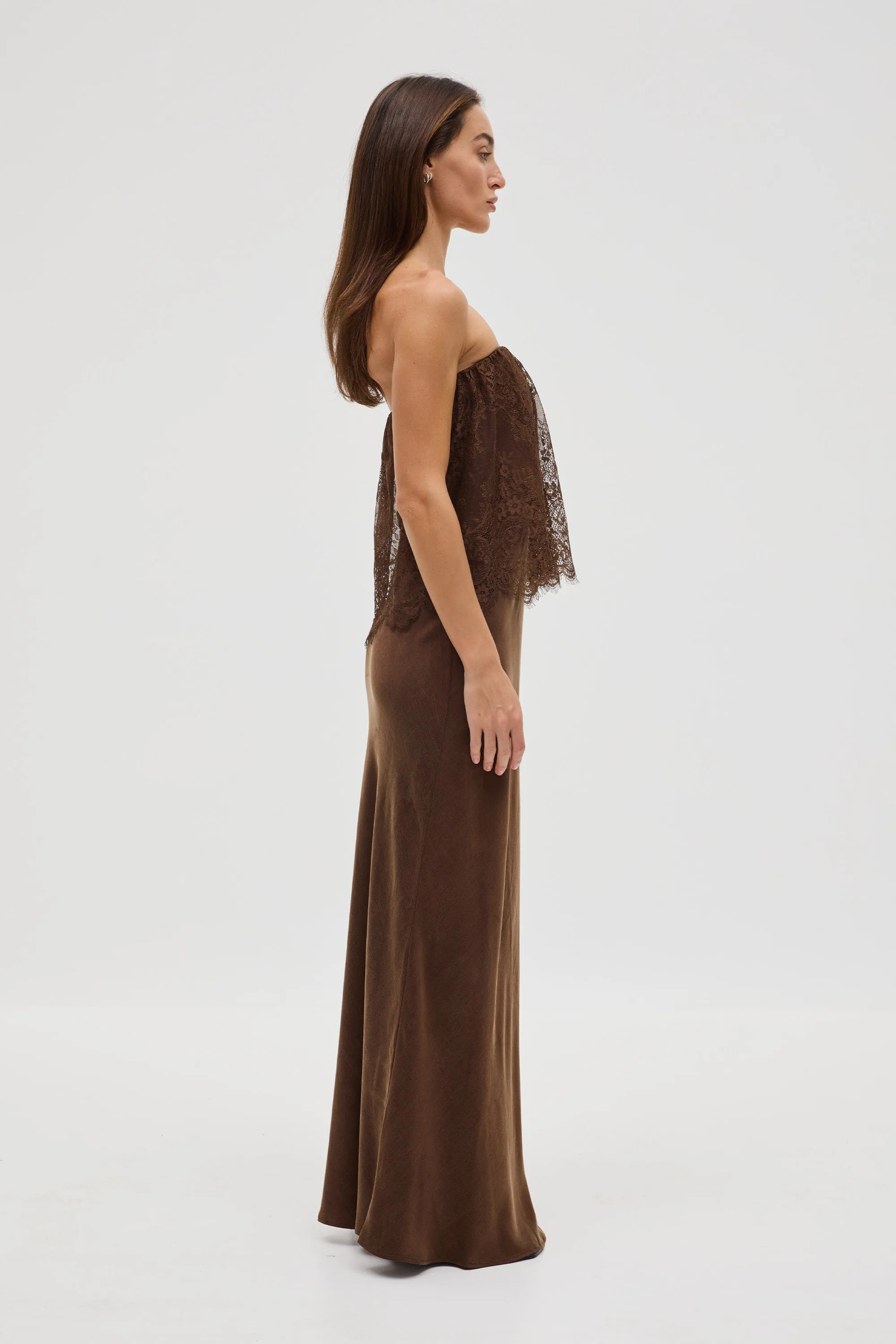 VISIONS LACE STRAPLESS MAXI DRESS | CHOCOLATE sold by Third Form product image thumbnail 4