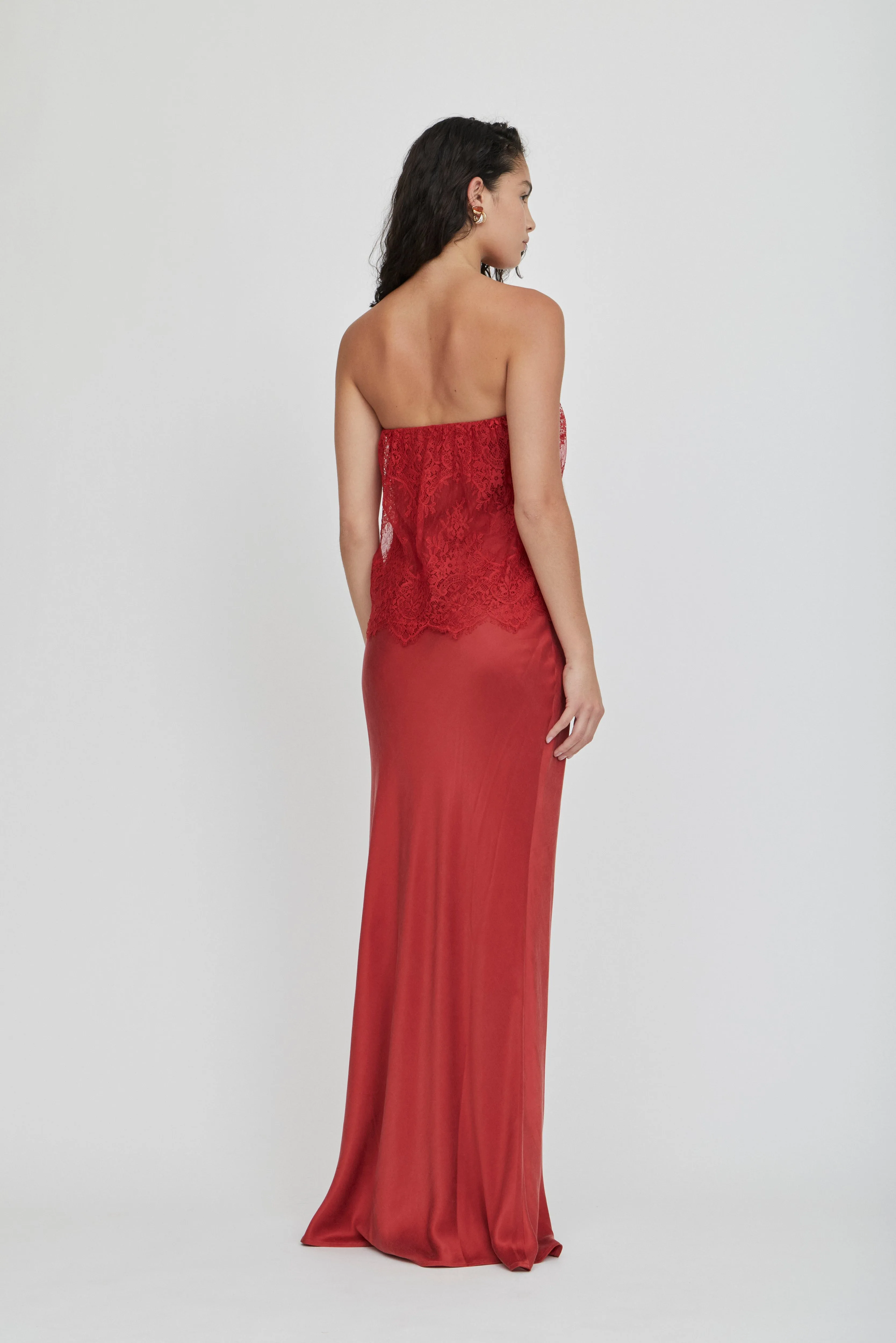 VISIONS LACE STRAPLESS MAXI DRESS | CRIMSON sold by Third Form product image thumbnail 5