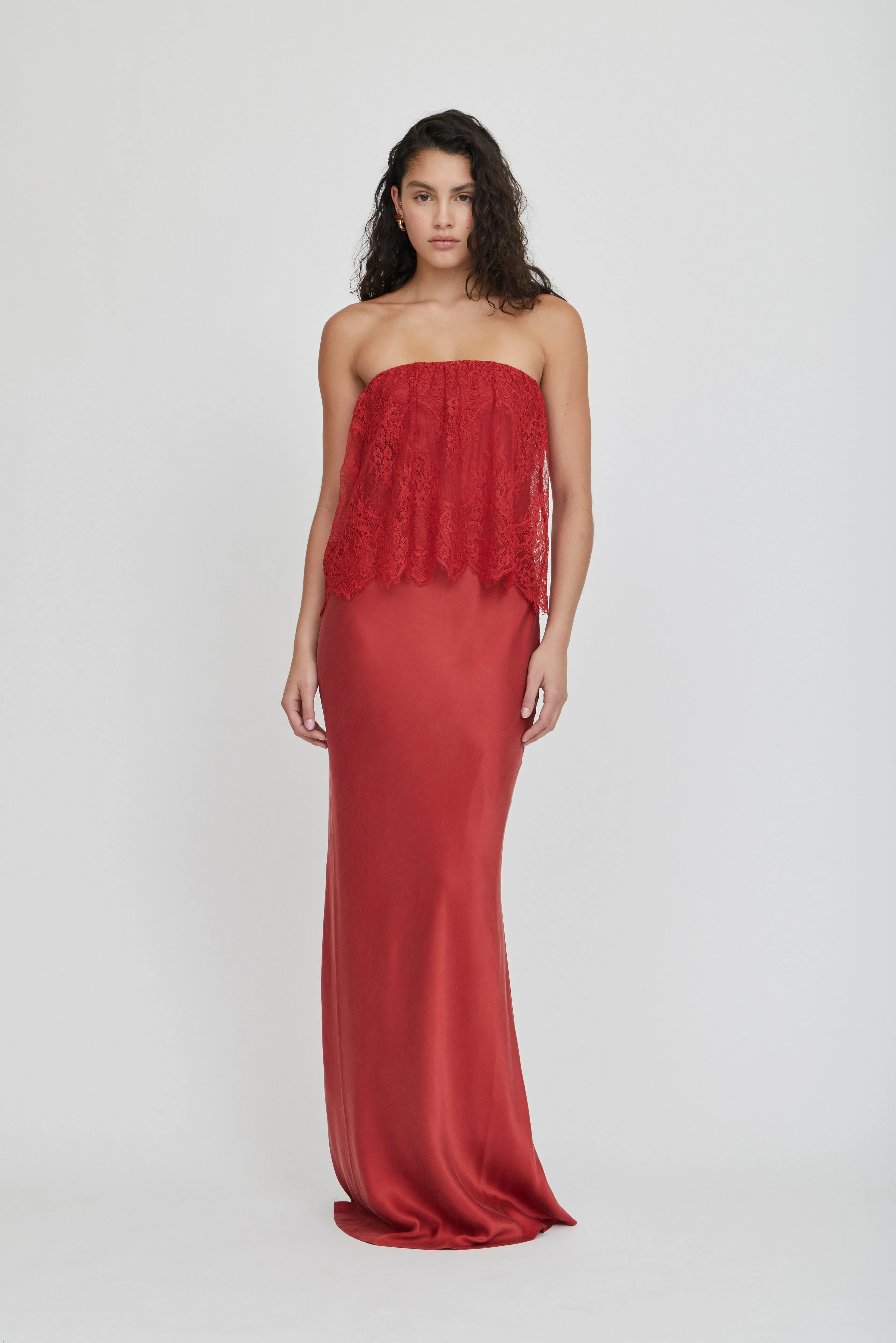 VISIONS LACE STRAPLESS MAXI DRESS | CRIMSON sold by Third Form product image thumbnail 2
