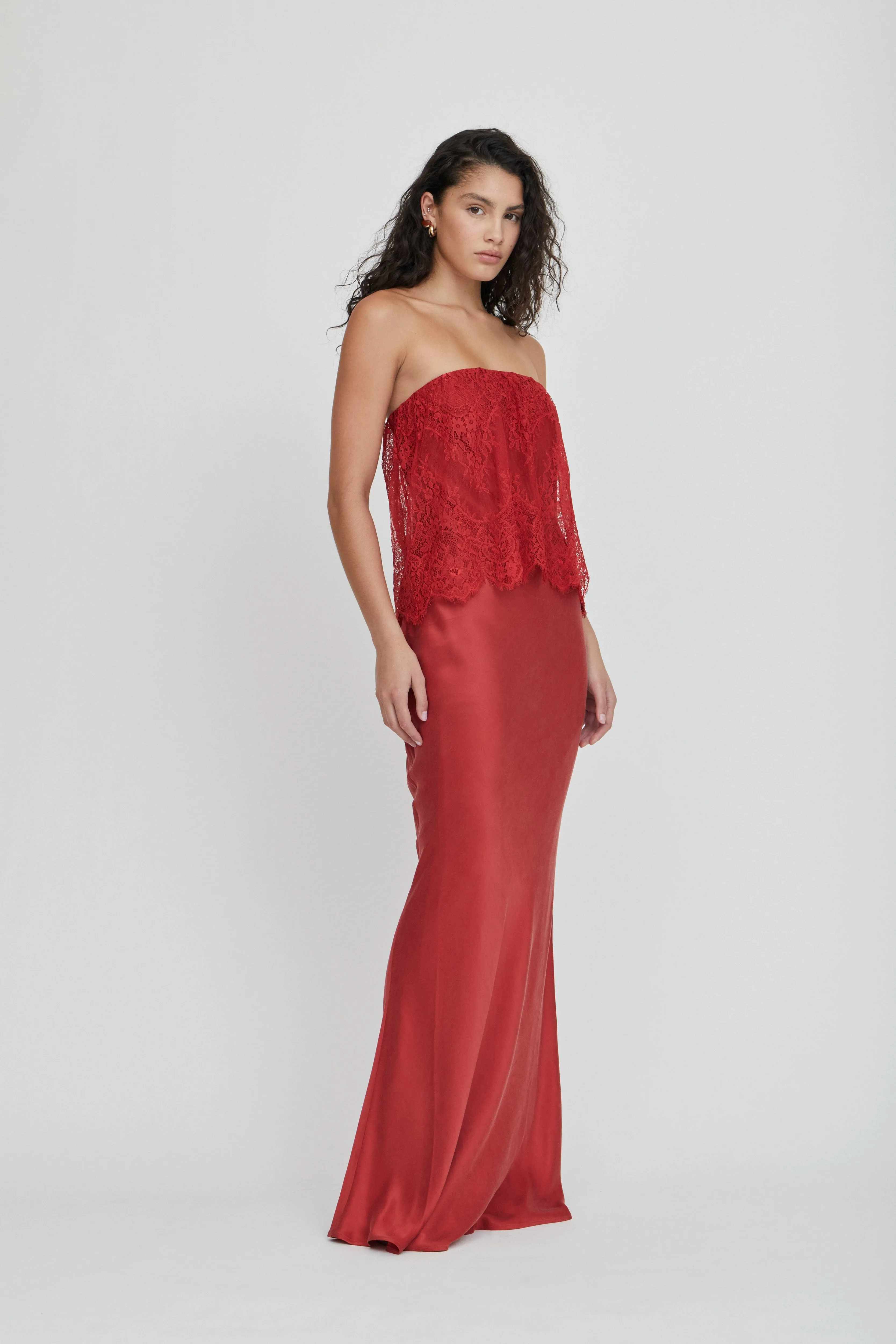 VISIONS LACE STRAPLESS MAXI DRESS | CRIMSON sold by Third Form product image thumbnail 3