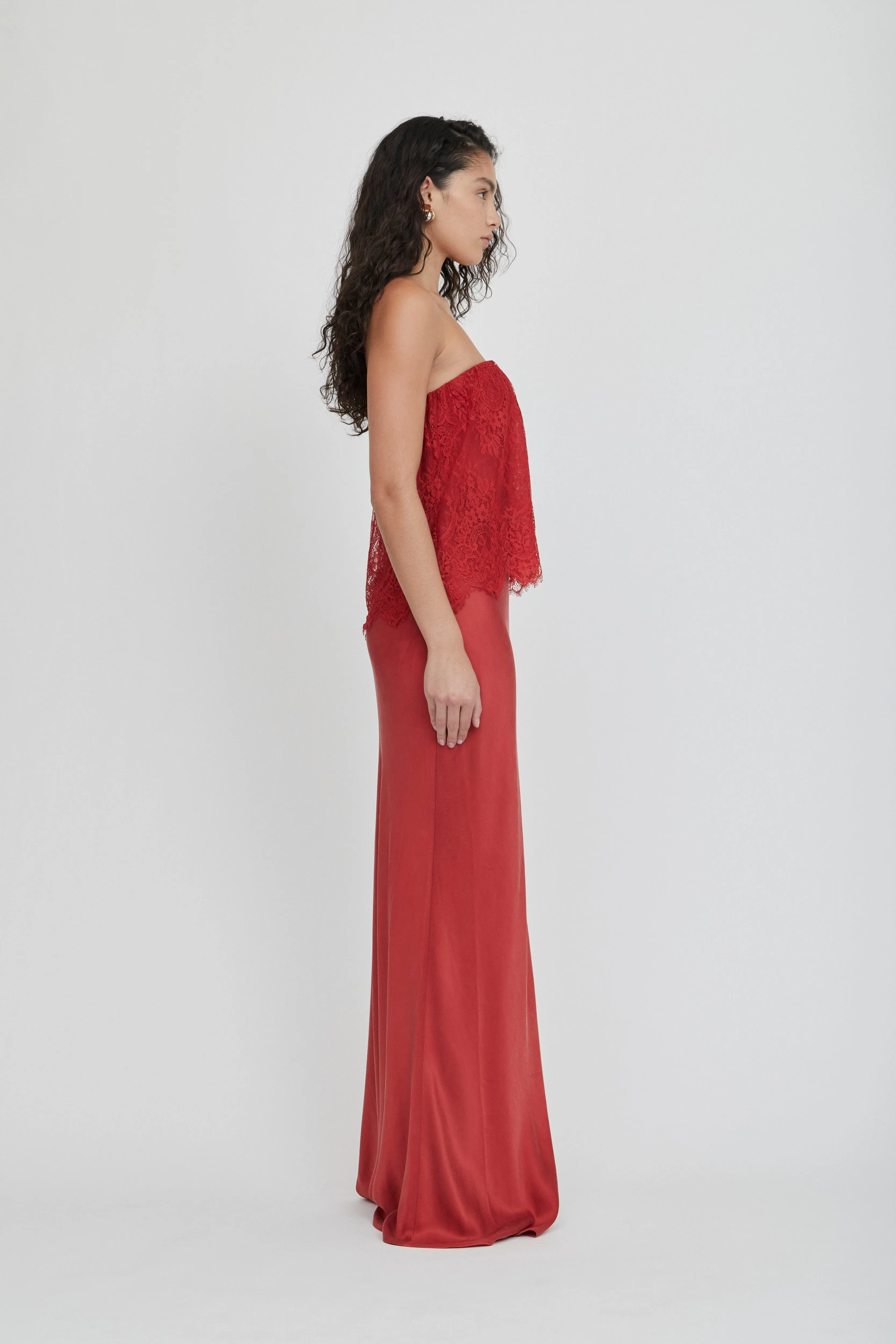 VISIONS LACE STRAPLESS MAXI DRESS | CRIMSON sold by Third Form product image thumbnail 4