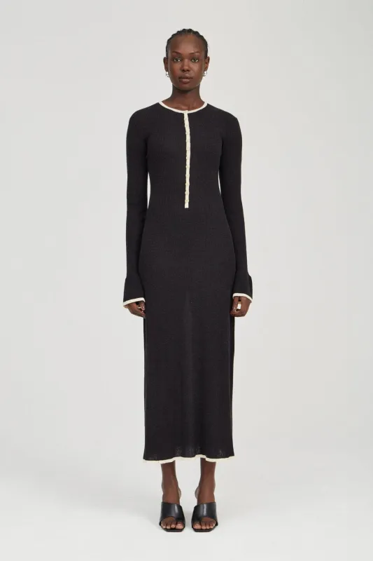 BOUND KNIT LS DRESS | SOOT & SHELL made by Third Form