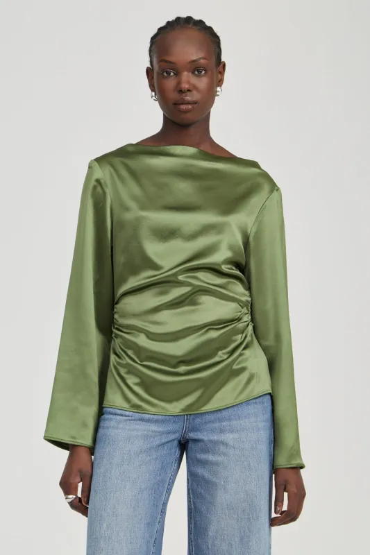 ANCHORED WIDE NECK TOP | OLIVE made by Third Form