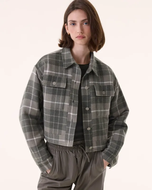 Veste Arya Woven Square kaki chiné sold by Kutjen