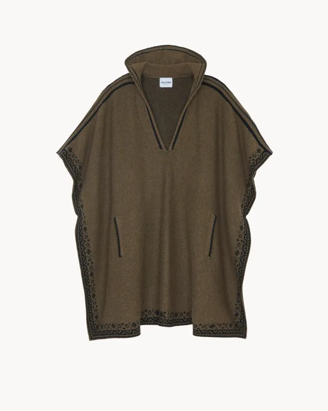 Poncho Ines kaki moss made by Kutjen