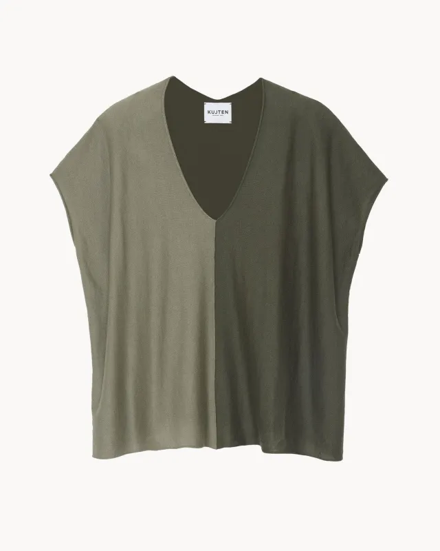 Top Nosy Colorblock kaki chiné sold by Kutjen