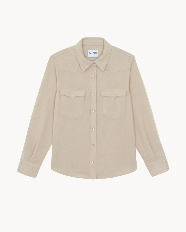 Chemise Lumber Plain beige organic made by Kutjen