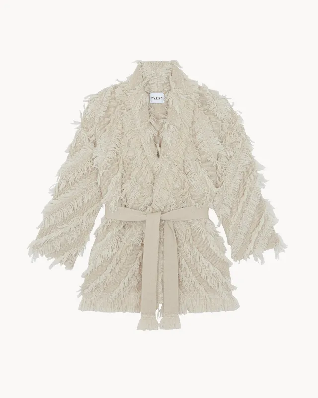 Veste Miko Fringes beige organic sold by Kutjen