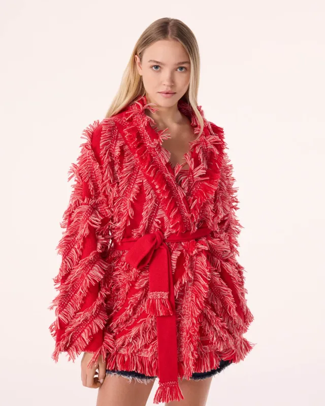 Veste Miko Fringes rouge sold by Kutjen
