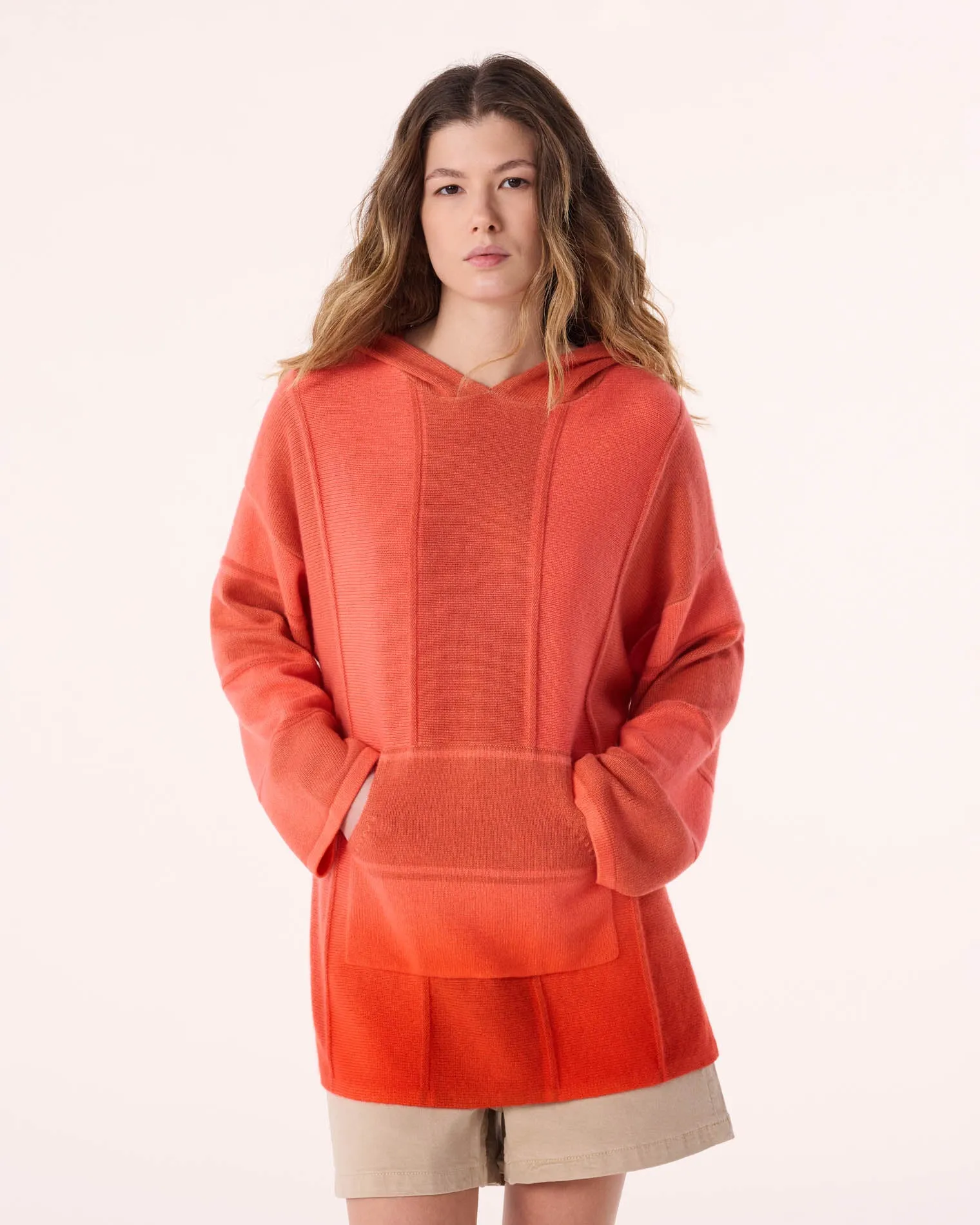 Poncho Baja Dye orange hibiscus sold by Kutjen