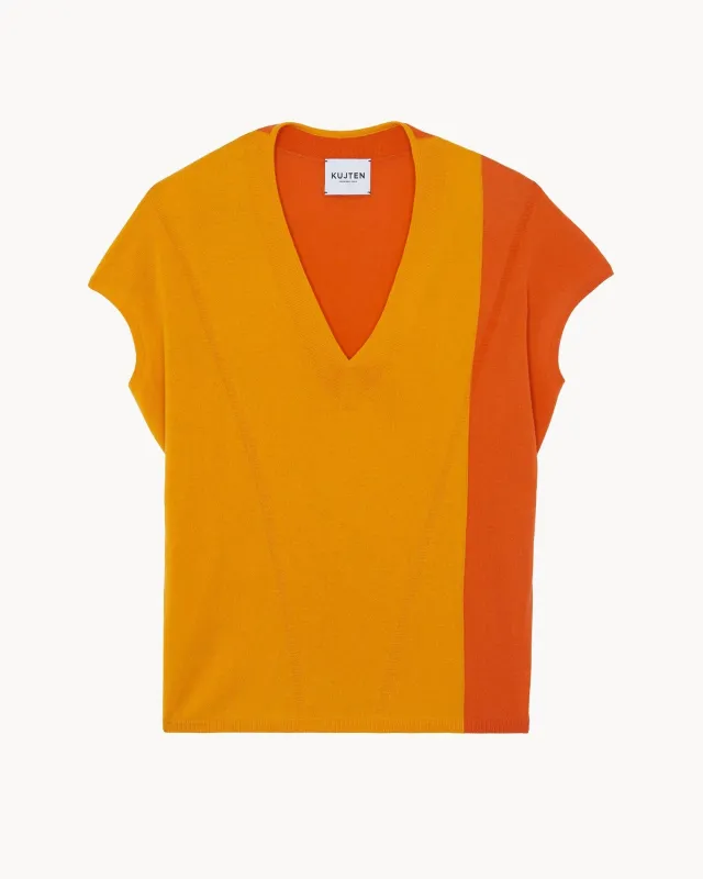 Top Julian Colorblock marigold sold by Kutjen