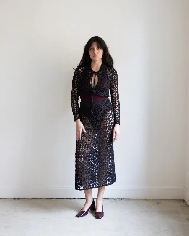 Gia Lace Crochet Cardigan sold by Pari Desai