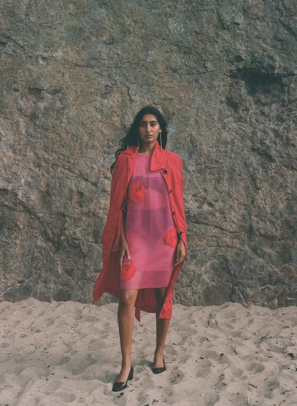 Vivienne Parachute Trench True Red made by Pari Desai