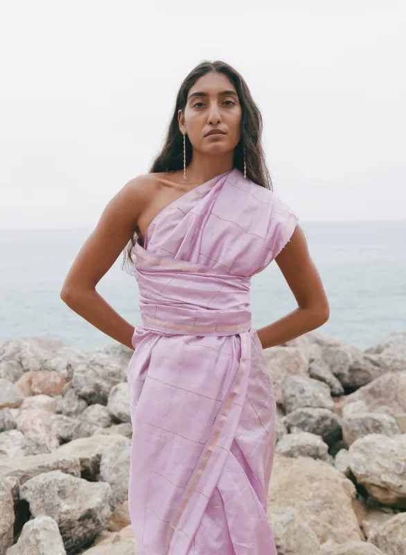 Uma Silk Sari in Iced Lilac/Gold - Limited Edition made by Pari Desai