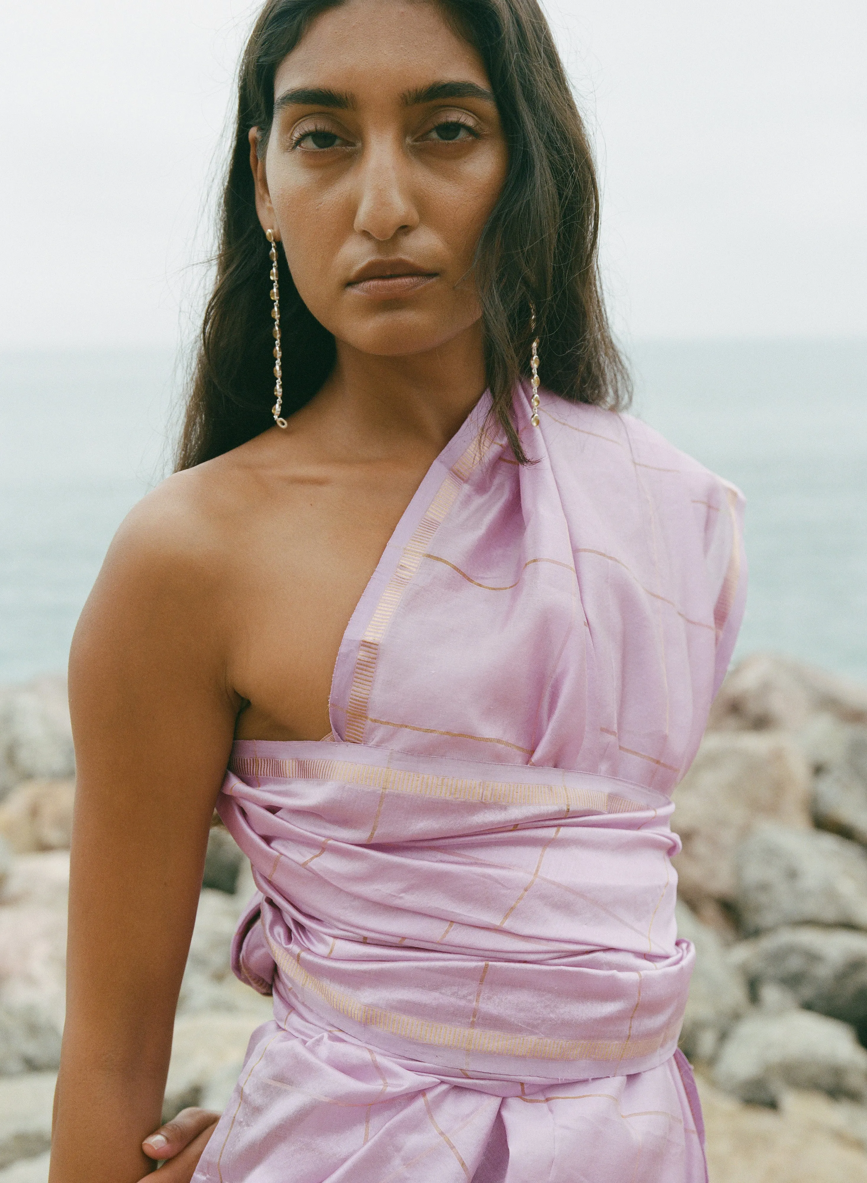 Uma Silk Sari in Iced Lilac/Gold - Limited Edition sold by Pari Desai product image thumbnail 3