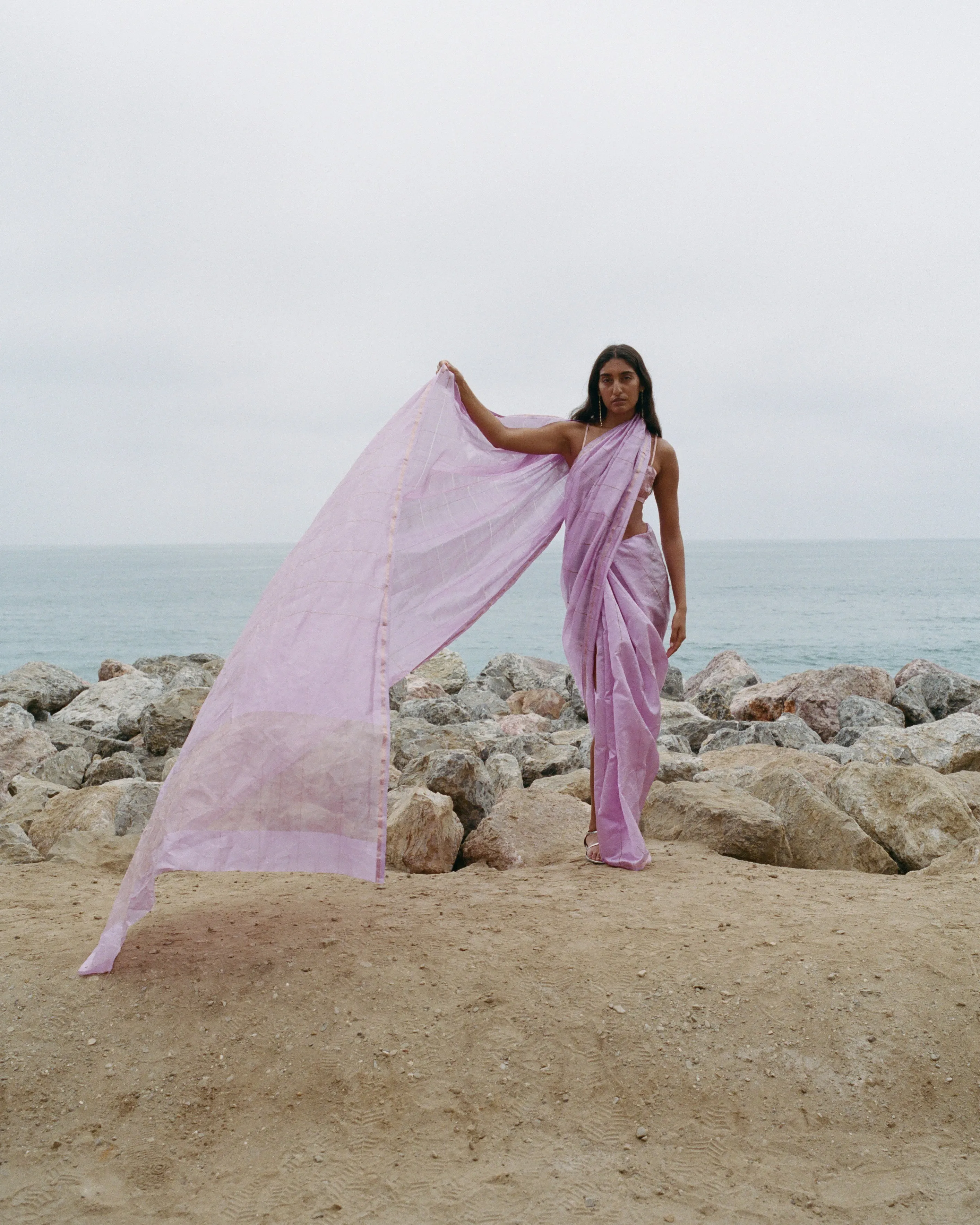 Uma Silk Sari in Iced Lilac/Gold - Limited Edition sold by Pari Desai product image thumbnail 2