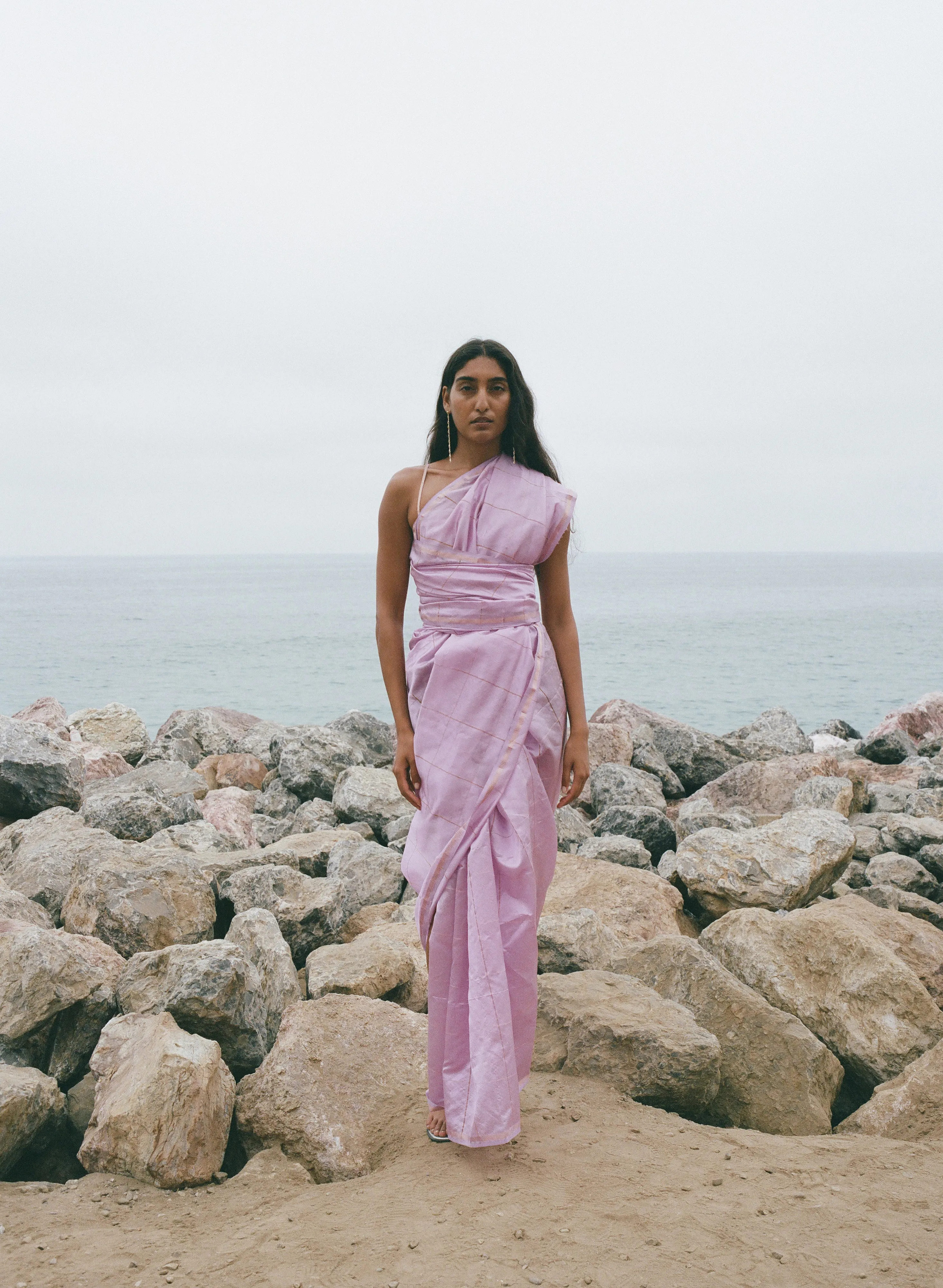 Uma Silk Sari in Iced Lilac/Gold - Limited Edition sold by Pari Desai product image thumbnail 4