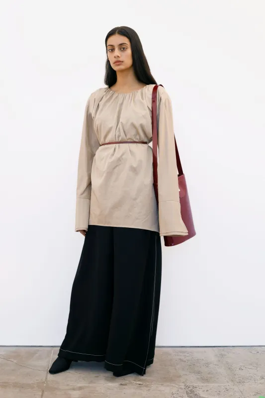 Safi Button Down Shirt-Beige sold by Pari Desai