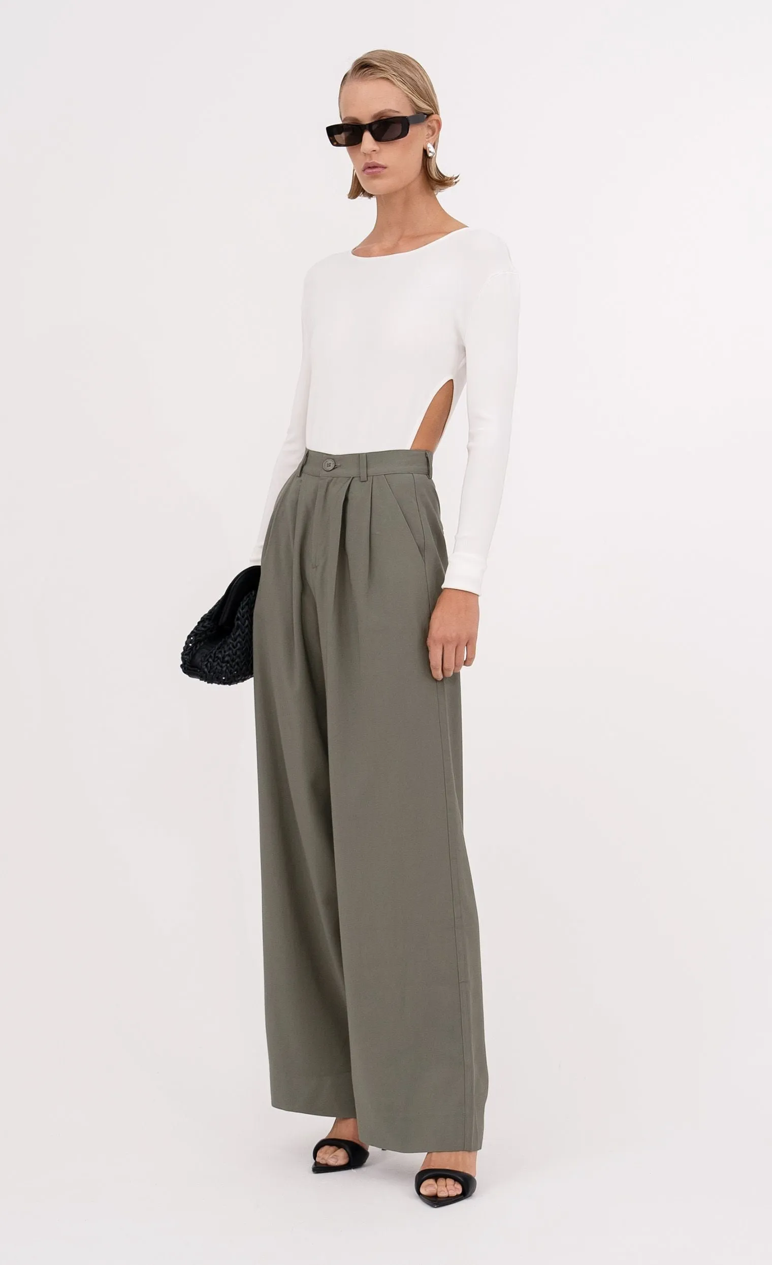 Fabi Wide Leg Pant - Olive sold by Nonchalant Label product image thumbnail 2