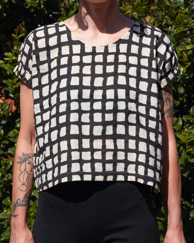Zélia Top Black Grid made by Happy French Gang