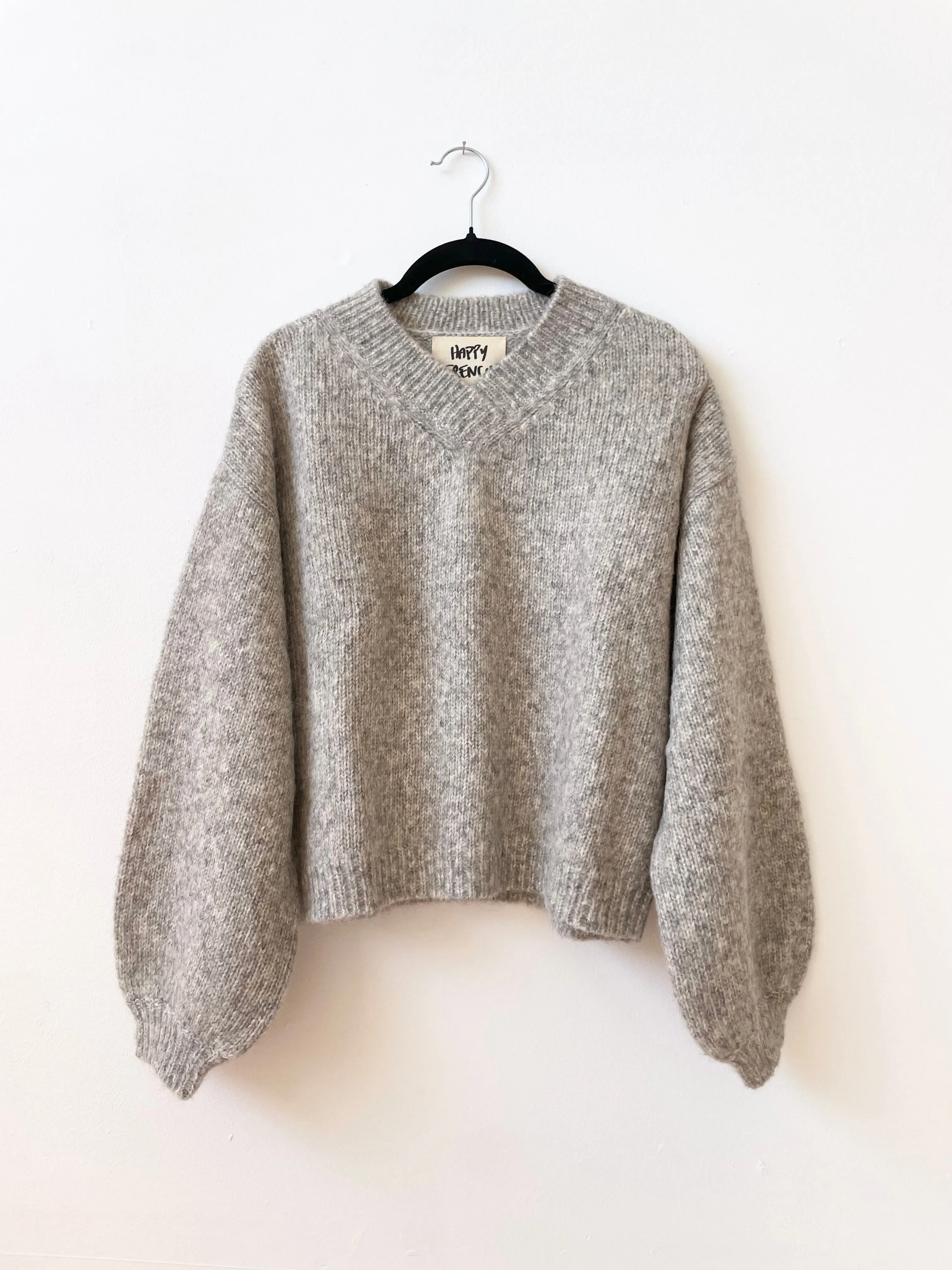 Hand-loomed Silver Félix Sweater, Undyed Alpaca sold by Happy French Gang