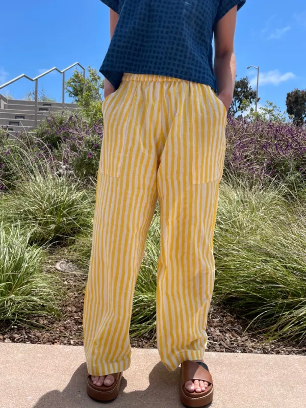 Omar Yellow Rayé Pants made by Happy French Gang