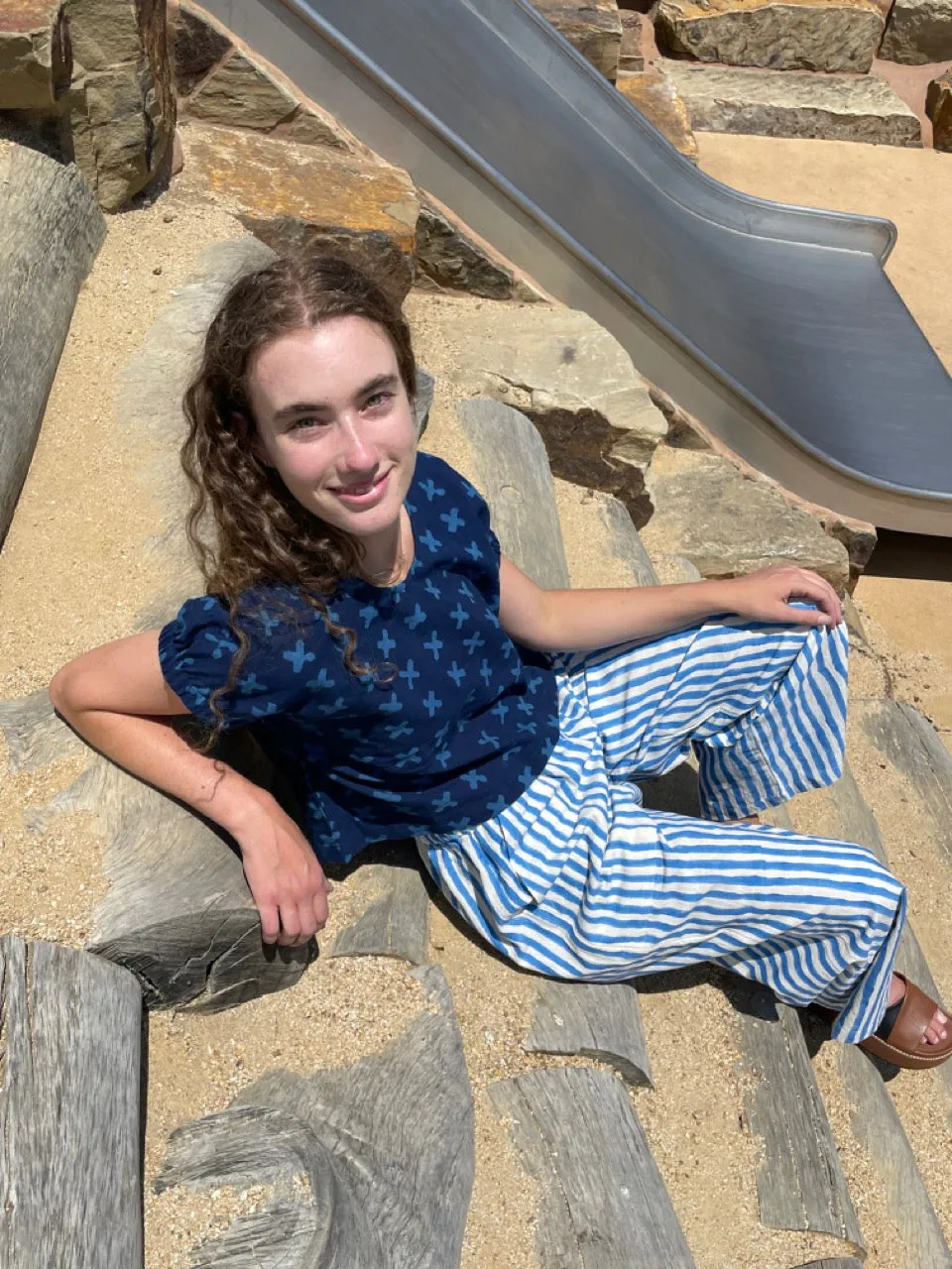 Omar Blue Rayé Pants sold by Happy French Gang product image thumbnail 3