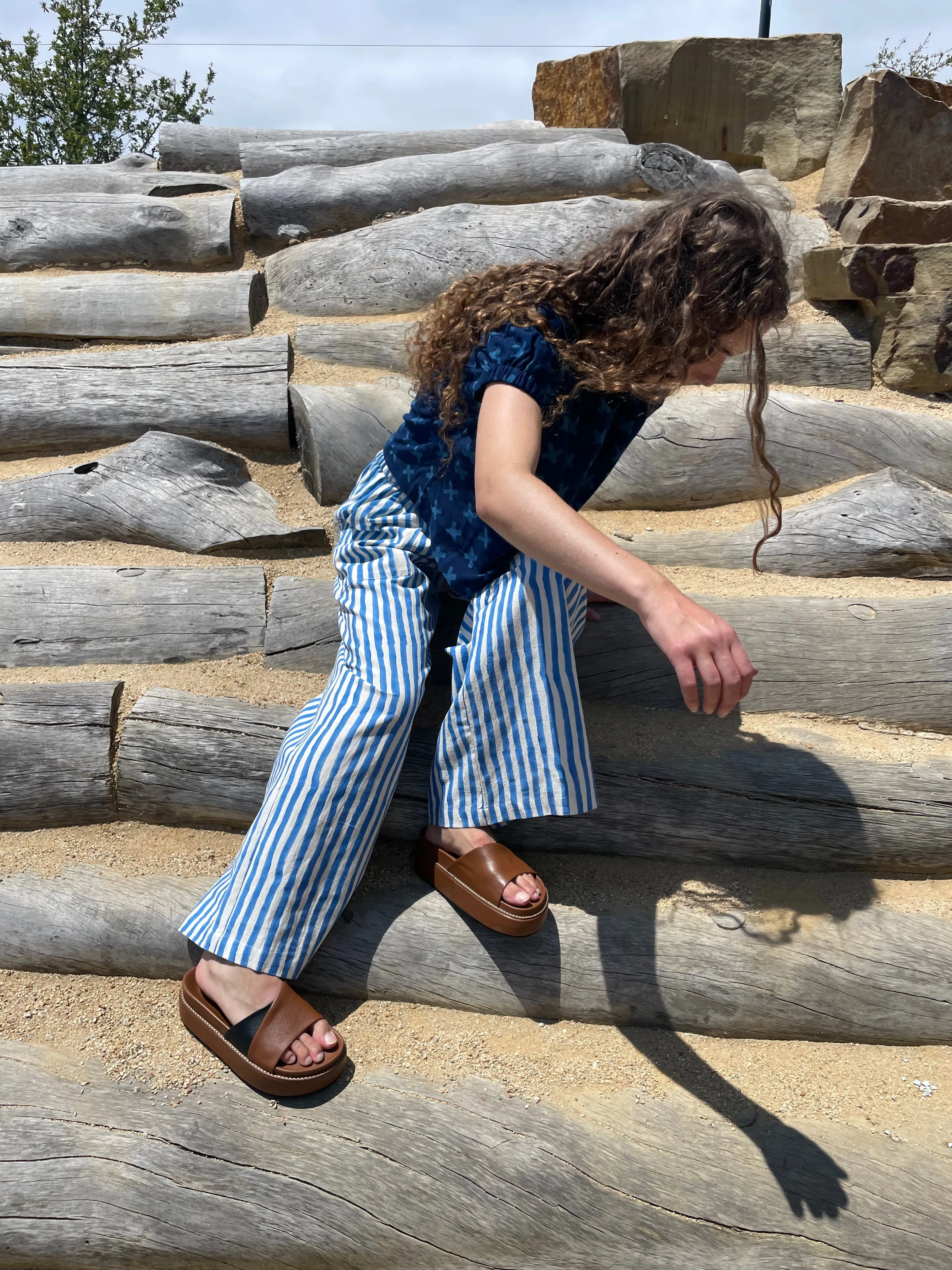 Omar Blue Rayé Pants sold by Happy French Gang product image thumbnail 2