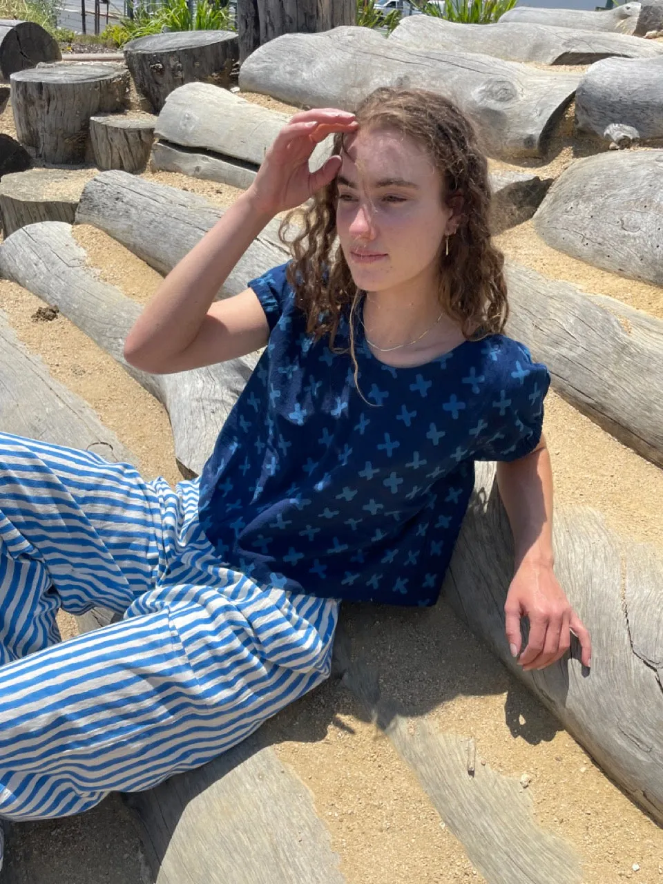 Omar Blue Rayé Pants sold by Happy French Gang product image thumbnail 5