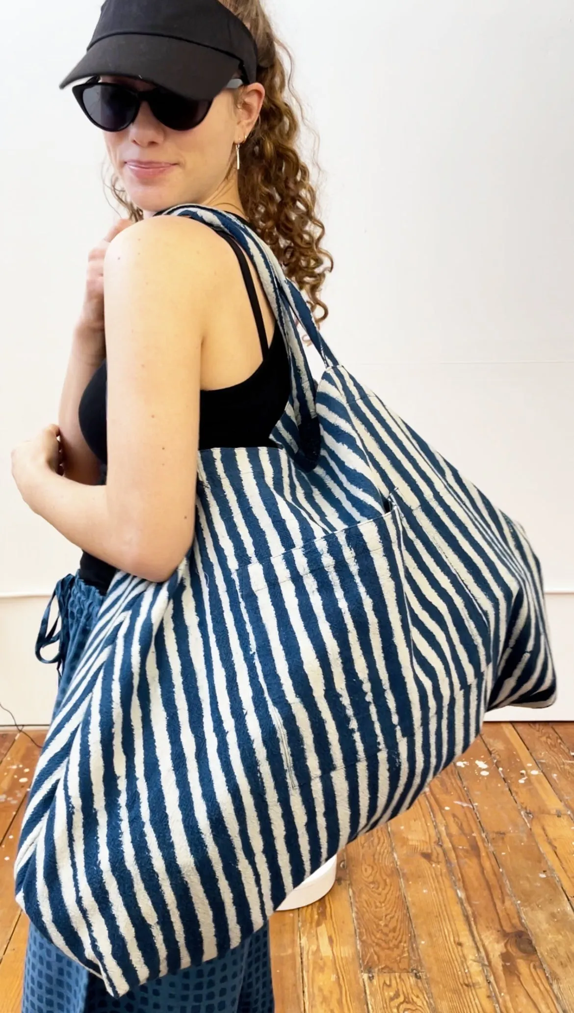 Weekend Tote Bag - Indigo Stripes sold by Happy French Gang product image thumbnail 2