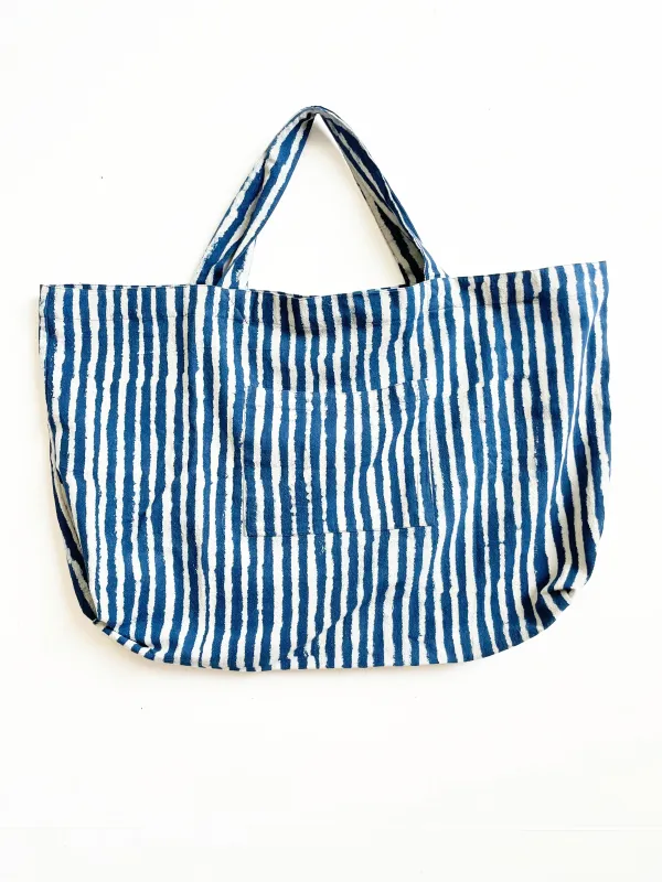 Weekend Tote Bag - Indigo Stripes made by Happy French Gang