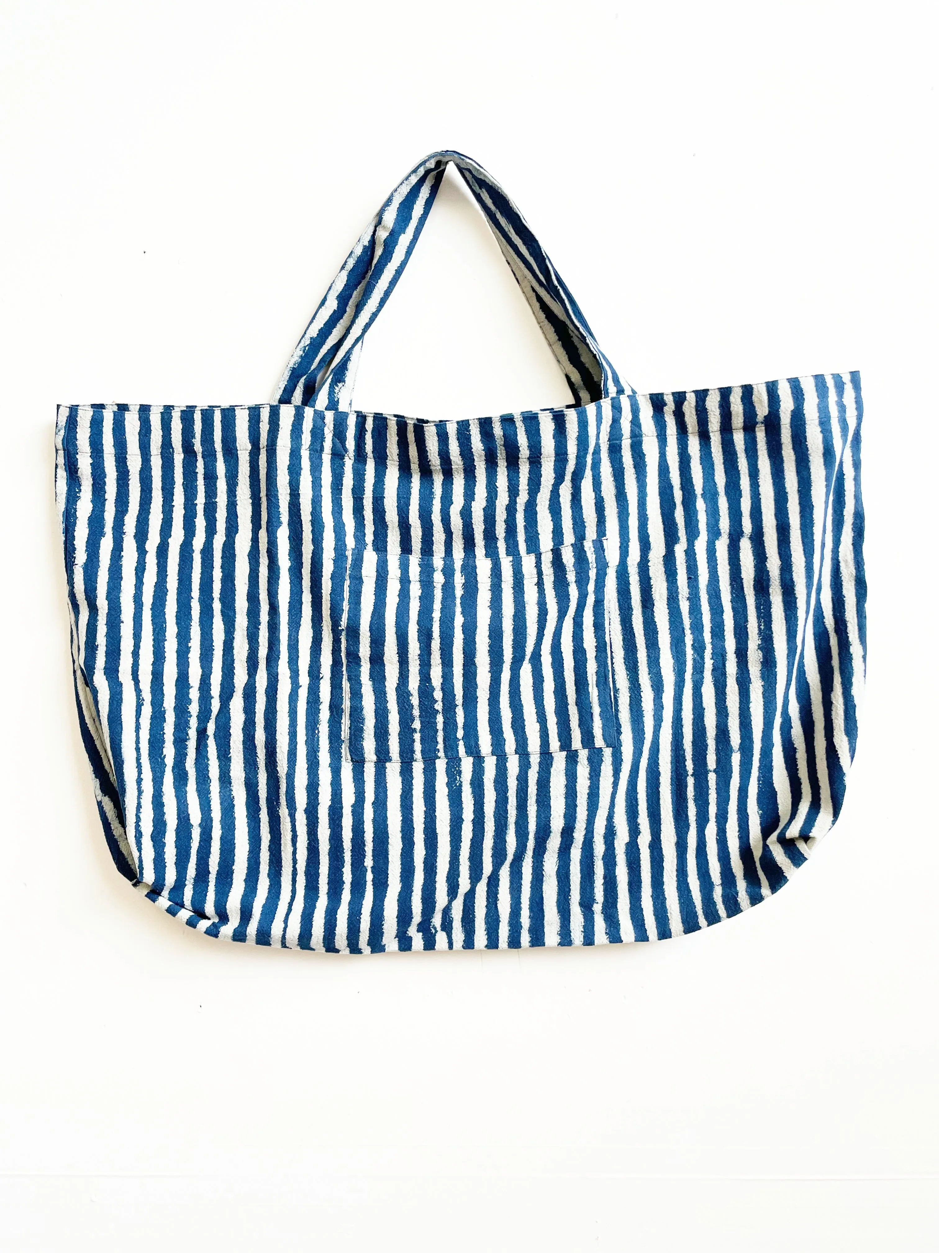 Weekend Tote Bag - Indigo Stripes sold by Happy French Gang
