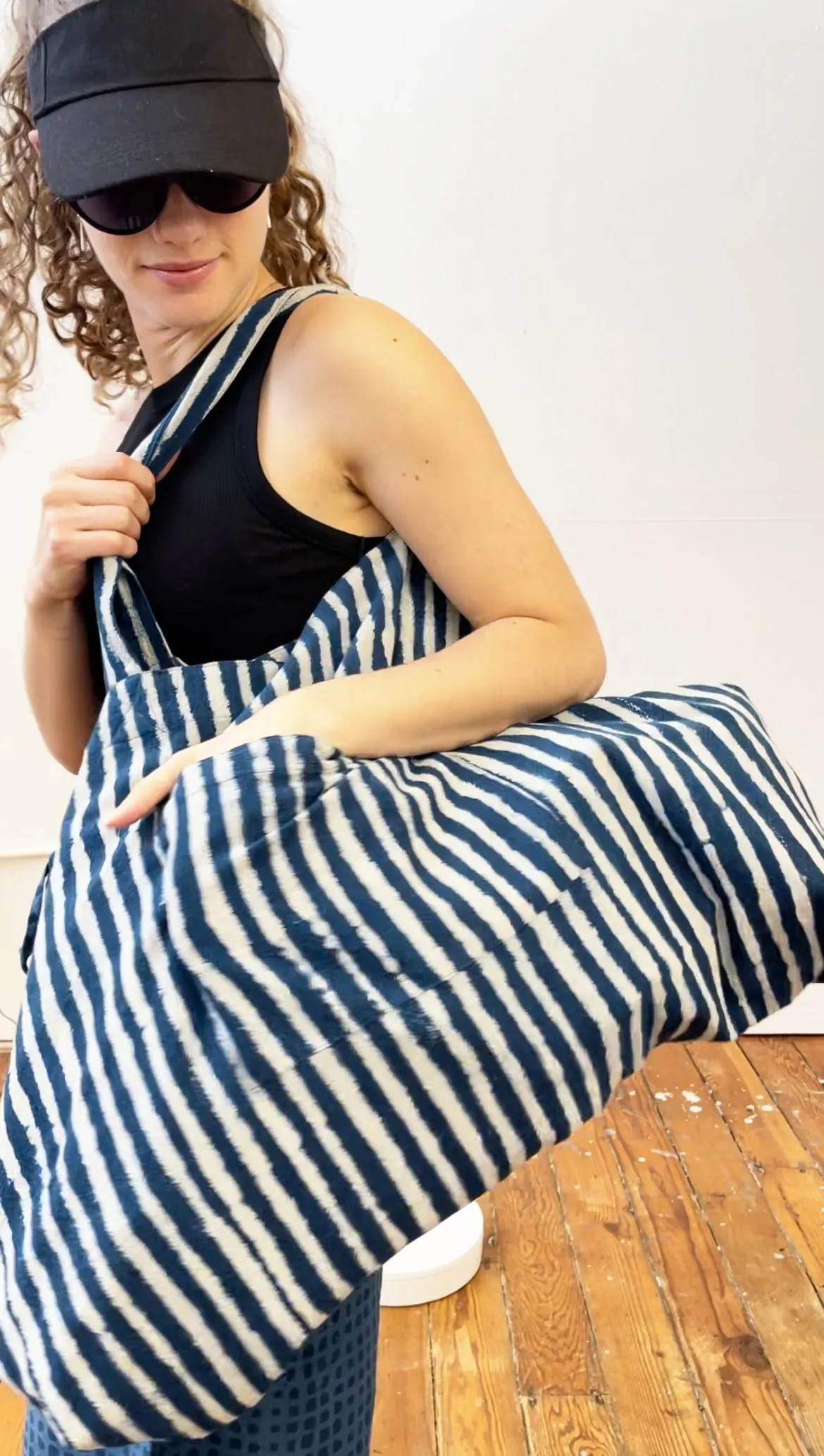 Weekend Tote Bag - Indigo Stripes sold by Happy French Gang product image thumbnail 3