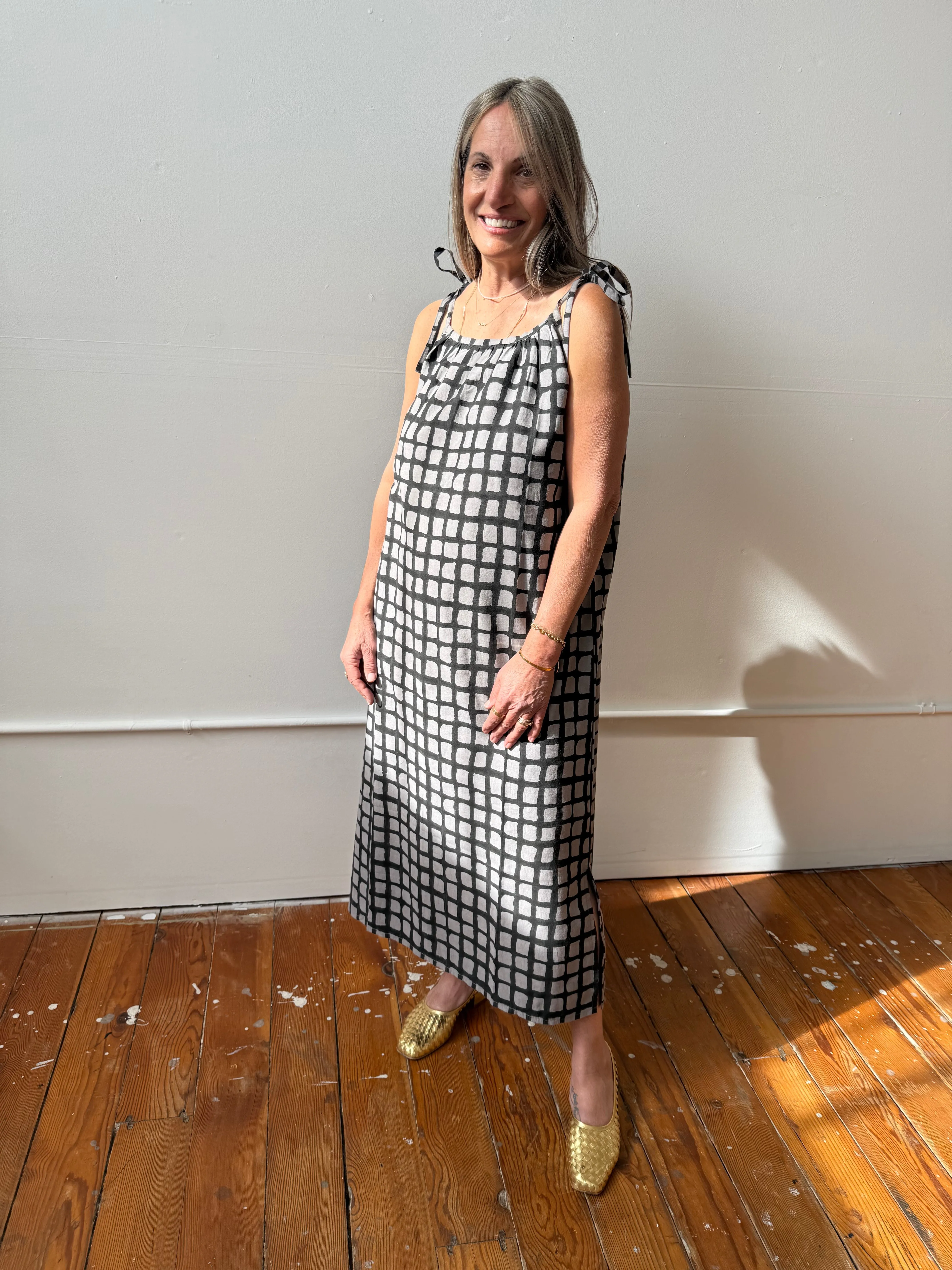 Aurore Dress Black Grid And Grey sold by Happy French Gang