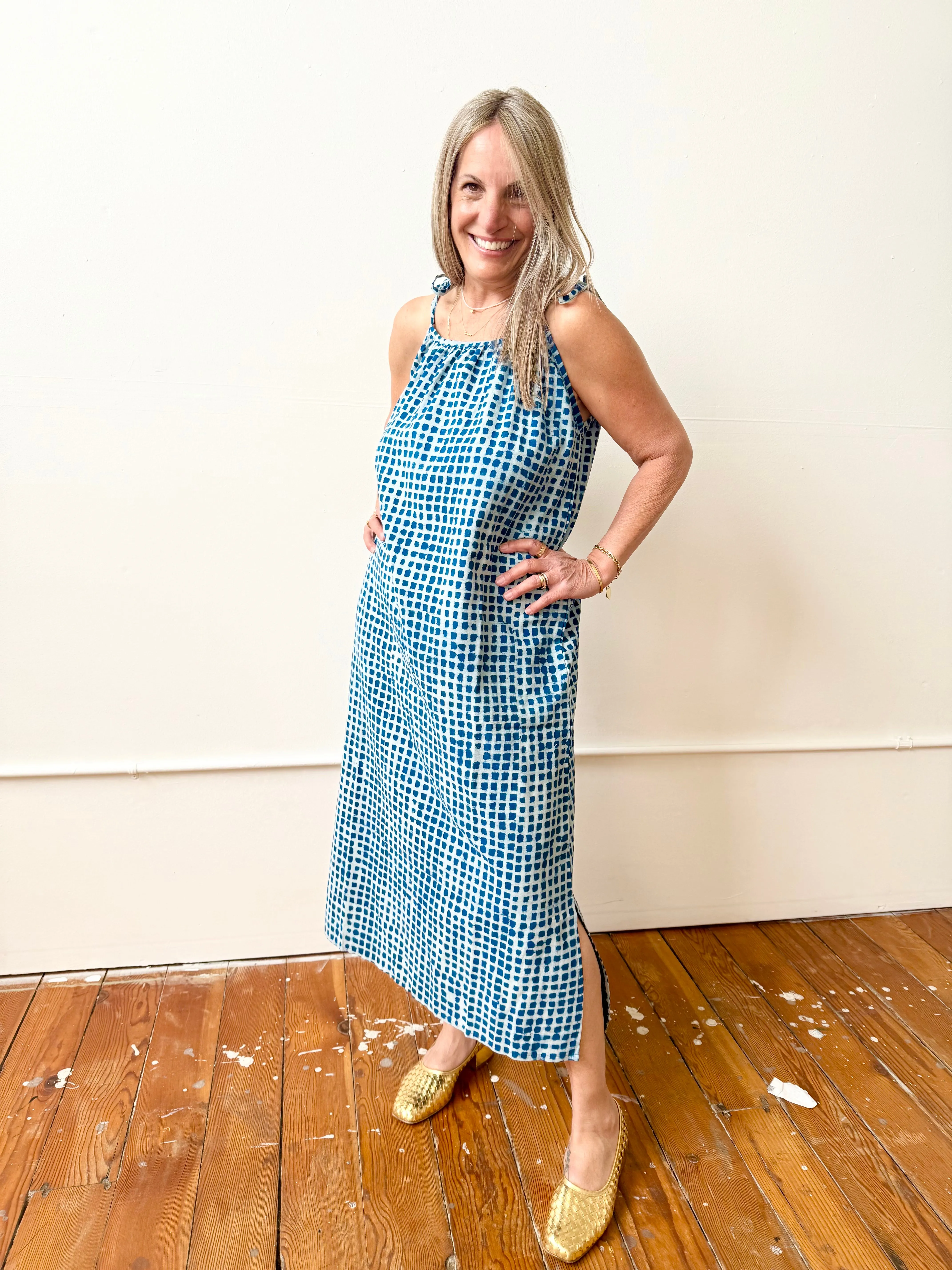 Aurore Dress Indigo Check sold by Happy French Gang product image thumbnail 2