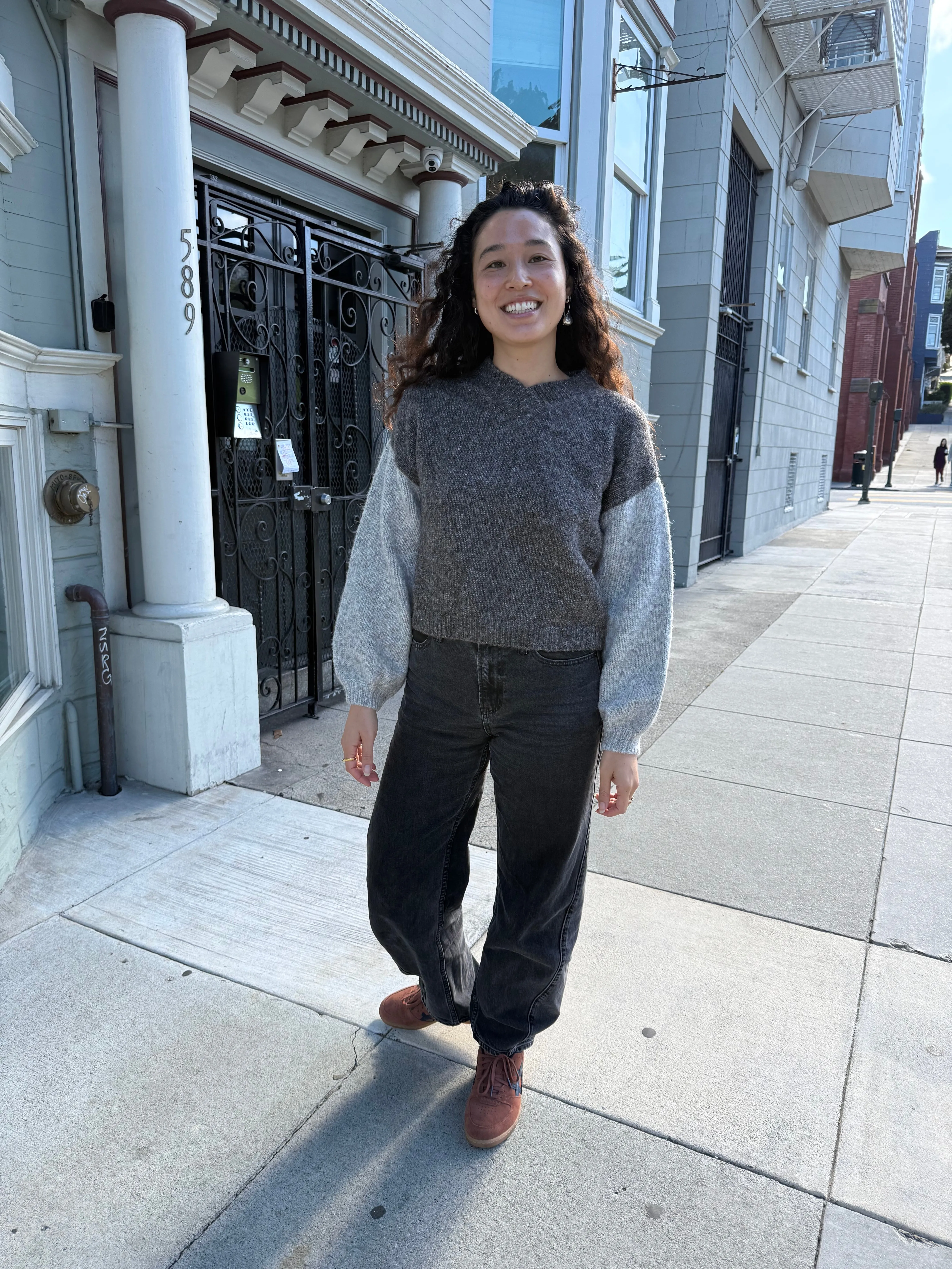 Hand-loomed Grey & Charcoal Félix Sweater, Undyed Alpaca sold by Happy French Gang product image thumbnail 2